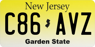 NJ license plate C86AVZ