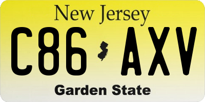 NJ license plate C86AXV