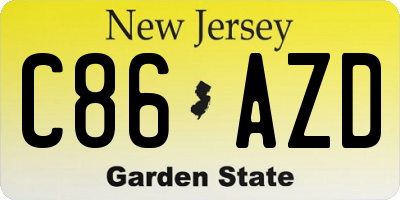 NJ license plate C86AZD
