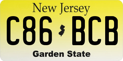 NJ license plate C86BCB