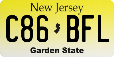 NJ license plate C86BFL
