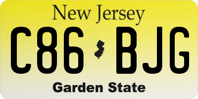 NJ license plate C86BJG