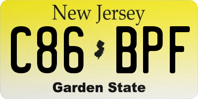 NJ license plate C86BPF