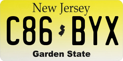 NJ license plate C86BYX