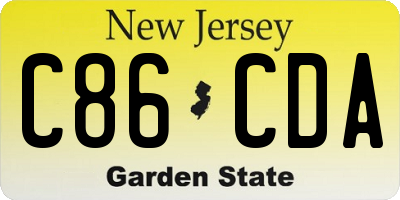 NJ license plate C86CDA