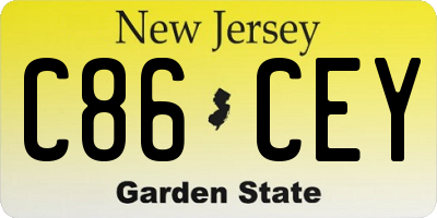 NJ license plate C86CEY