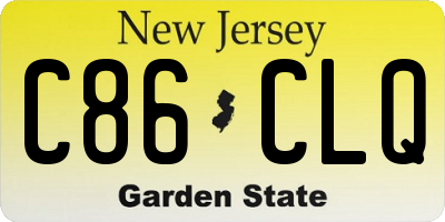 NJ license plate C86CLQ