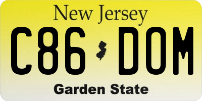 NJ license plate C86DOM