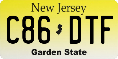 NJ license plate C86DTF