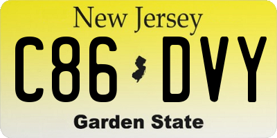 NJ license plate C86DVY