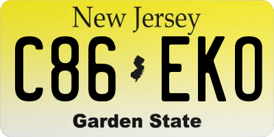NJ license plate C86EKO