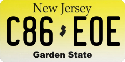 NJ license plate C86EOE