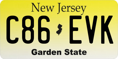 NJ license plate C86EVK