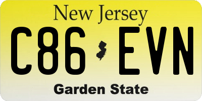 NJ license plate C86EVN