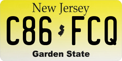 NJ license plate C86FCQ