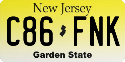 NJ license plate C86FNK