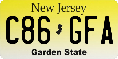 NJ license plate C86GFA