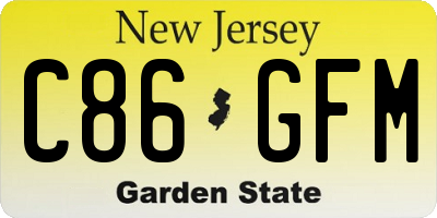 NJ license plate C86GFM