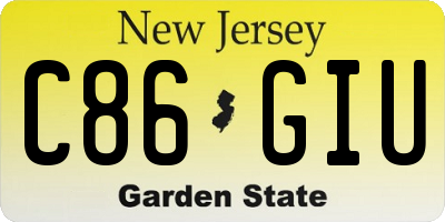 NJ license plate C86GIU