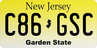 NJ license plate C86GSC