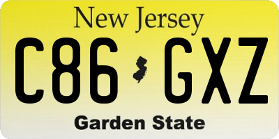NJ license plate C86GXZ