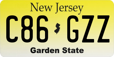 NJ license plate C86GZZ