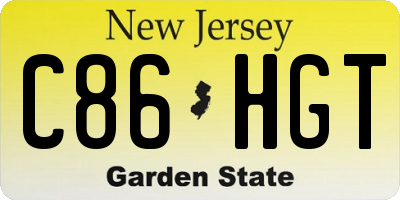 NJ license plate C86HGT