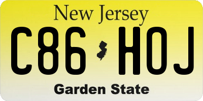 NJ license plate C86HOJ