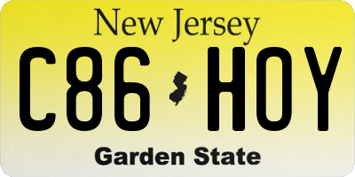 NJ license plate C86HOY