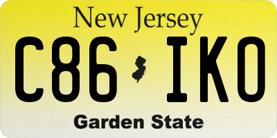 NJ license plate C86IKO