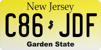 NJ license plate C86JDF
