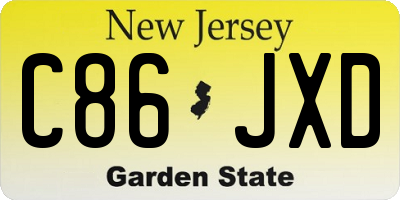 NJ license plate C86JXD