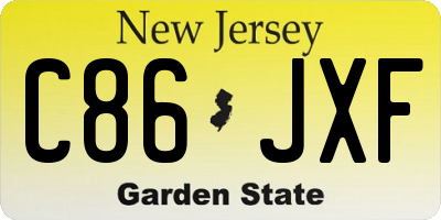 NJ license plate C86JXF