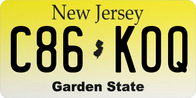 NJ license plate C86KOQ
