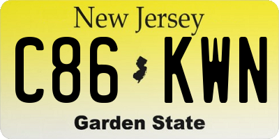 NJ license plate C86KWN
