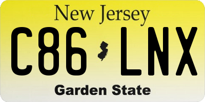 NJ license plate C86LNX