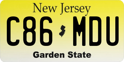 NJ license plate C86MDU