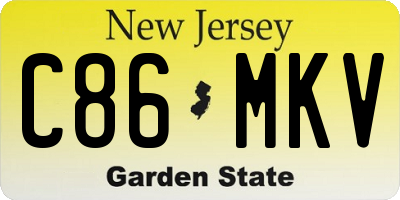 NJ license plate C86MKV