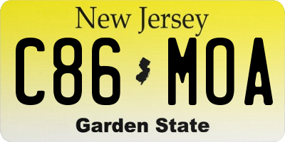 NJ license plate C86MOA