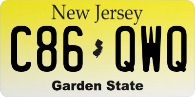 NJ license plate C86QWQ