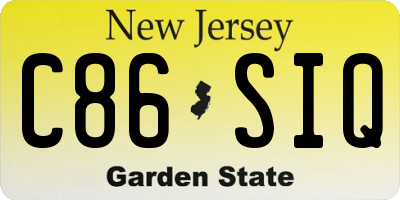 NJ license plate C86SIQ
