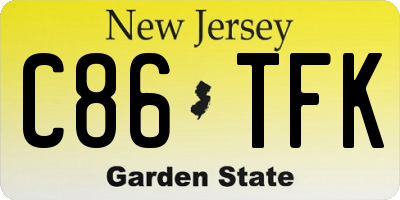 NJ license plate C86TFK