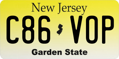 NJ license plate C86VOP