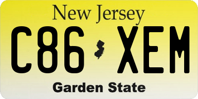 NJ license plate C86XEM