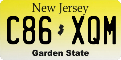 NJ license plate C86XQM