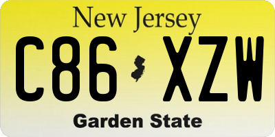 NJ license plate C86XZW