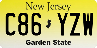 NJ license plate C86YZW