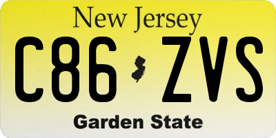 NJ license plate C86ZVS