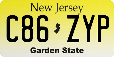 NJ license plate C86ZYP