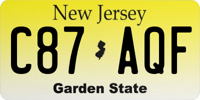 NJ license plate C87AQF